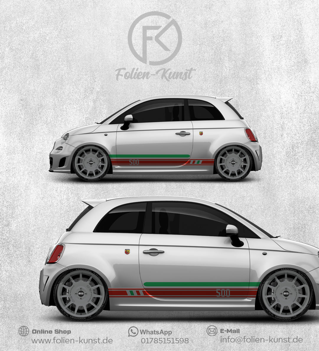 500 Italia Seitenstreifen Dekor Aufkleber Fahrzeug Tuning #382