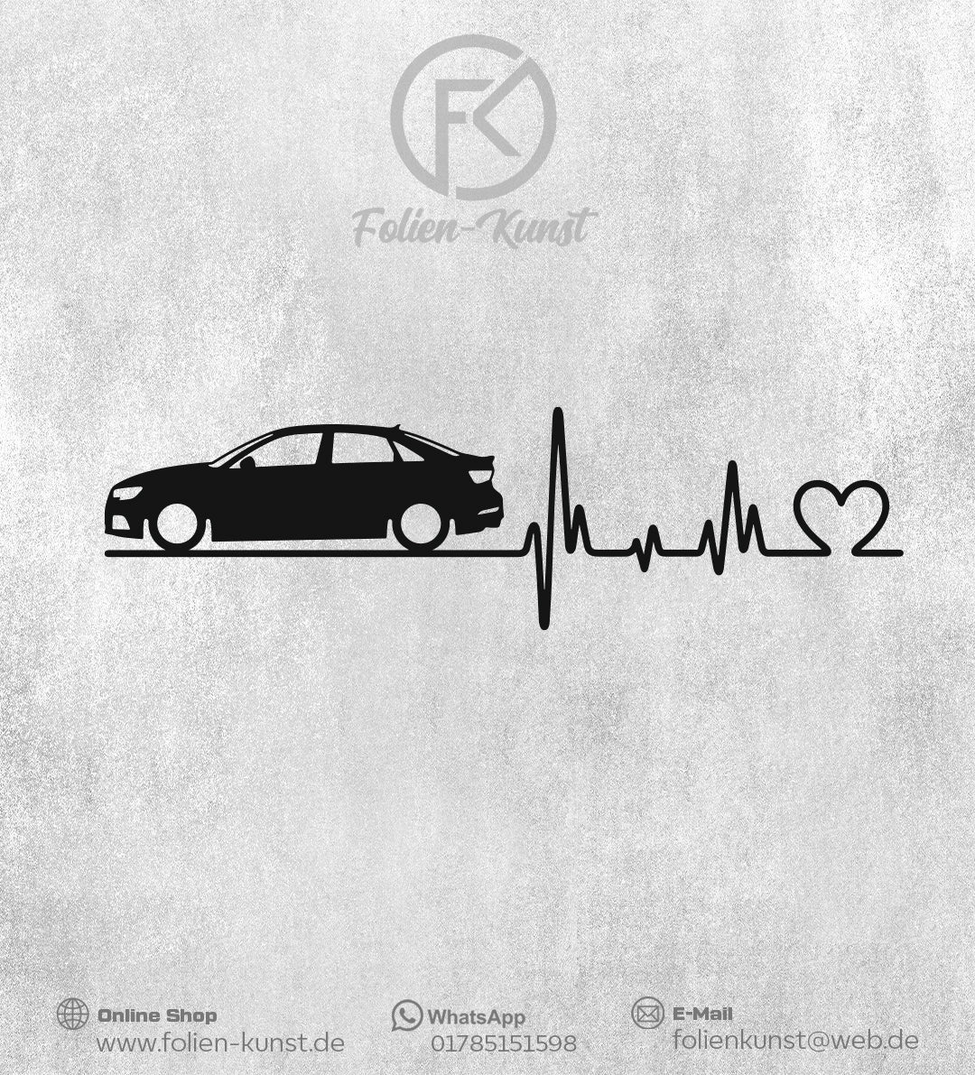 Autoaufkleber A3 Limousine Love Impuls Silhouette Herzschlag Sticker liebe