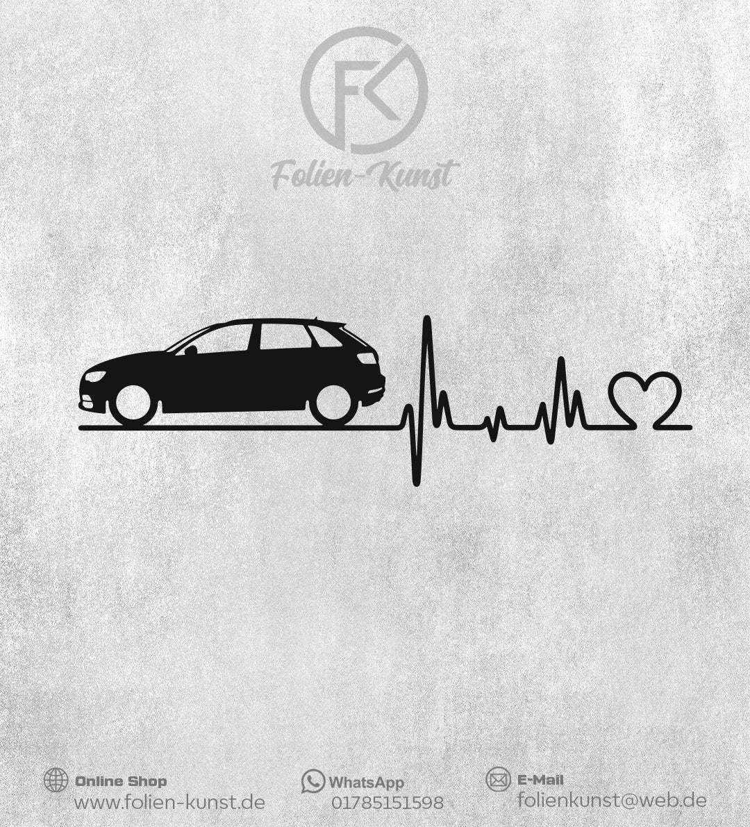 Autoaufkleber A3 Sportback Love Impuls Silhouette Herzschlag Sticker liebe