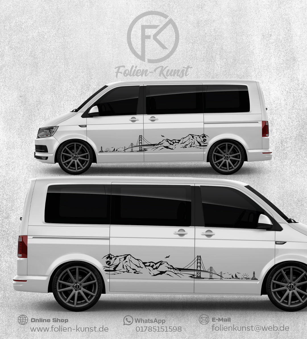 Van/Bus Style Dekor Berge Brücke Sonnenaufgang Wandern Camping #305