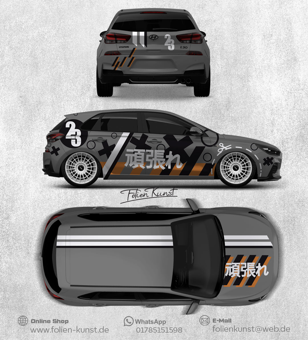 Tuning JDM Style Folien Dekor Aufkleber Teilfolierung #345