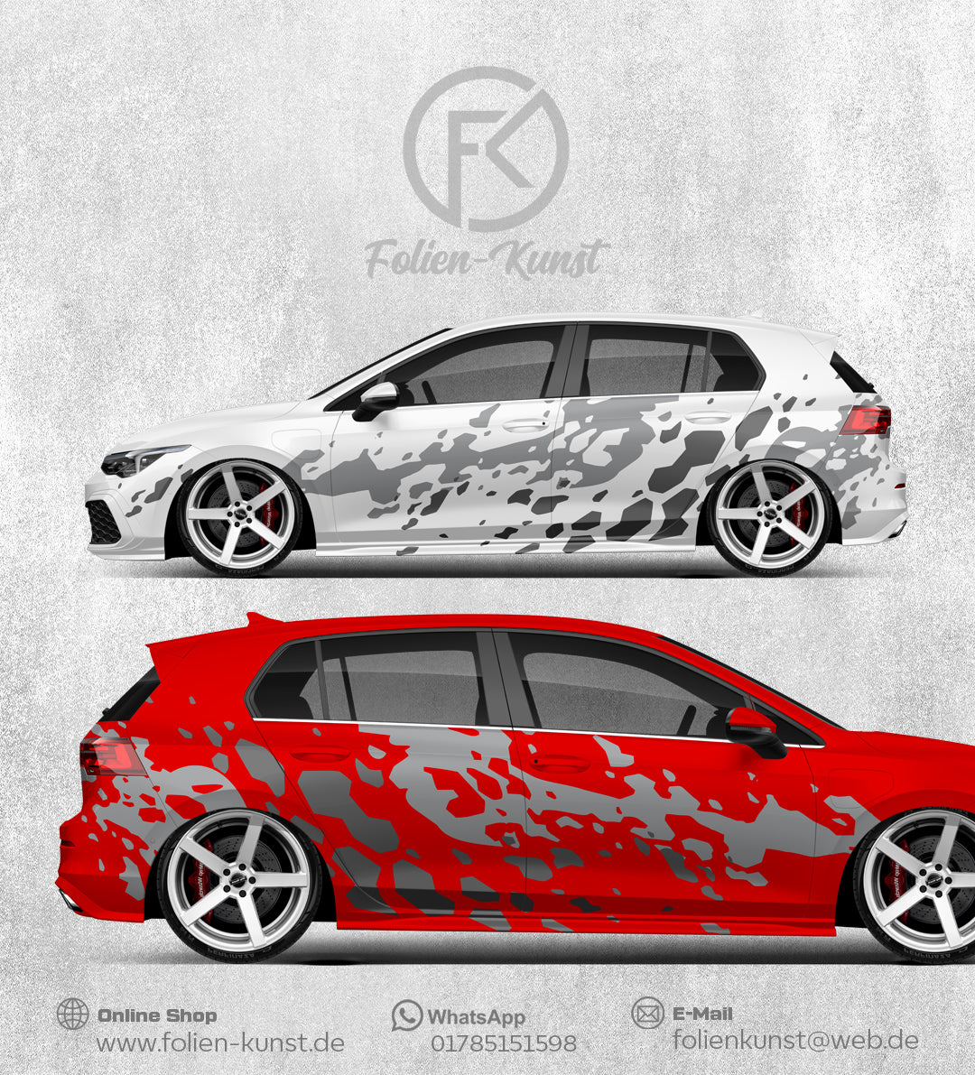 Dirty Abstrakt Design Fahrzeug Folierung Dekor Set #325