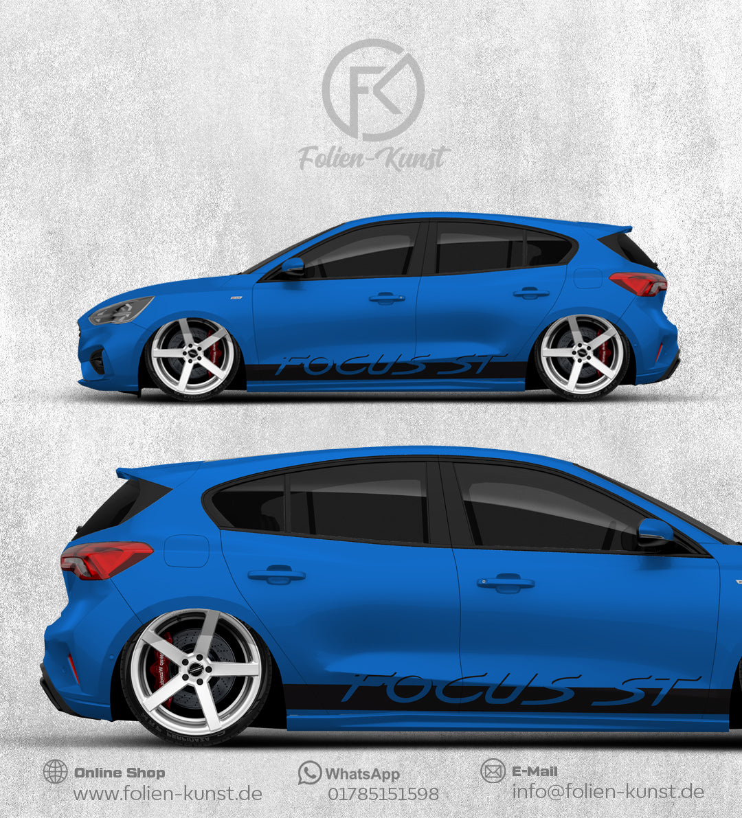 Focus ST Seitenstreifein Design Aufkleber Folien Streifen #437