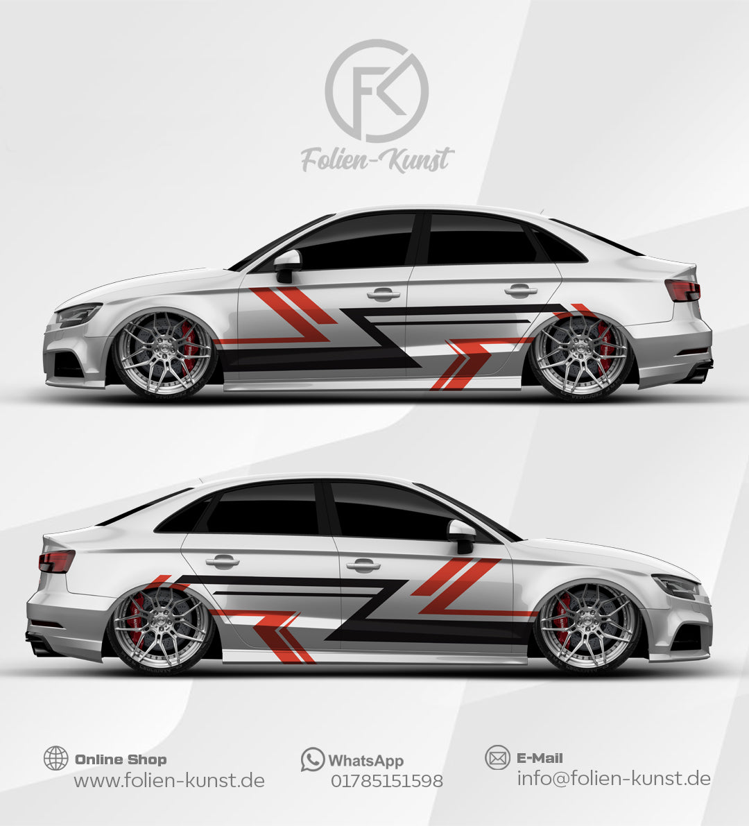 Motorsport Streifen Optik Folien Dekor Set Design Aufkleber #474