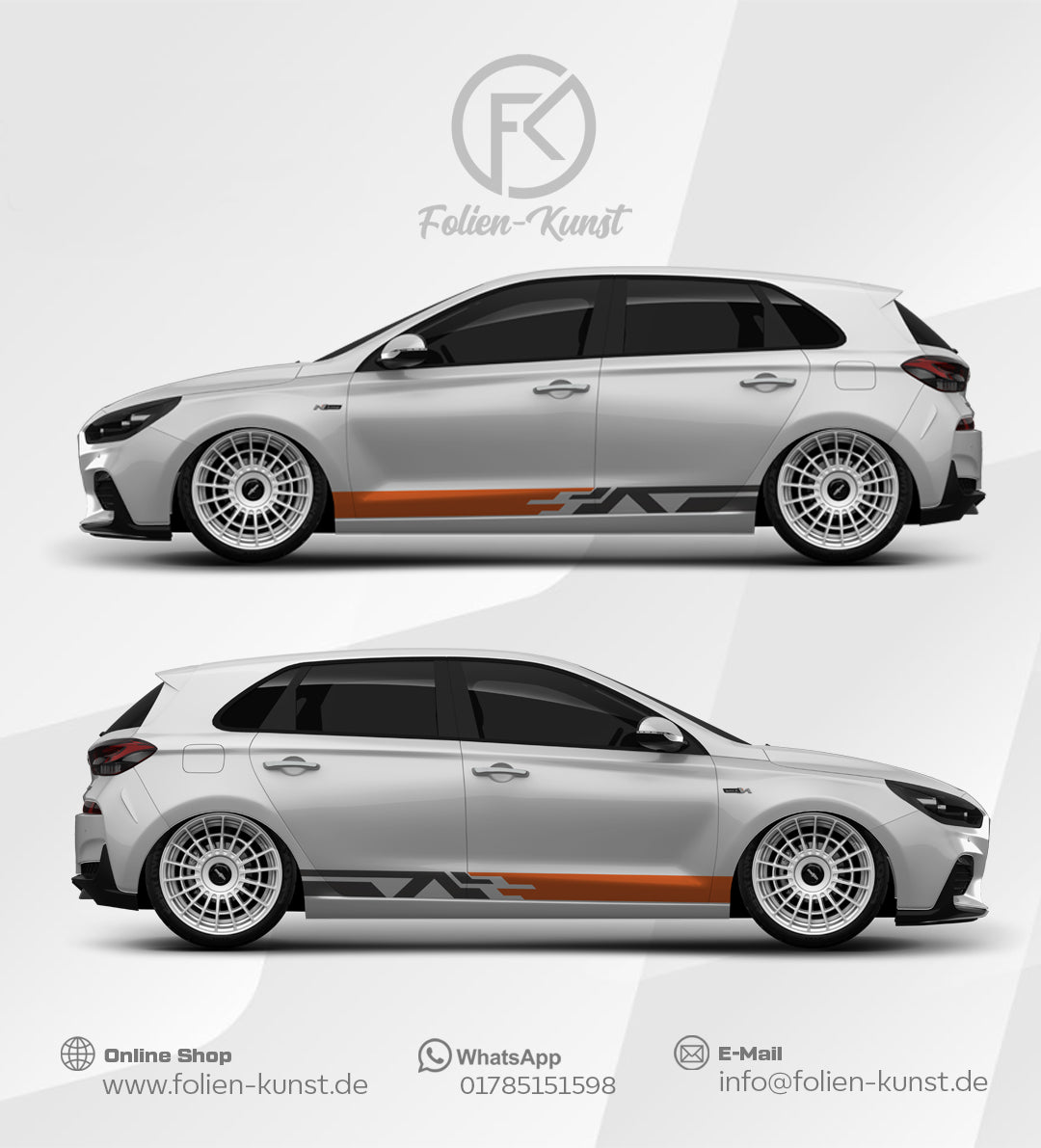 Abstraktes Seitenstreifen Auto Folien Dekor Design Aufkleber #527