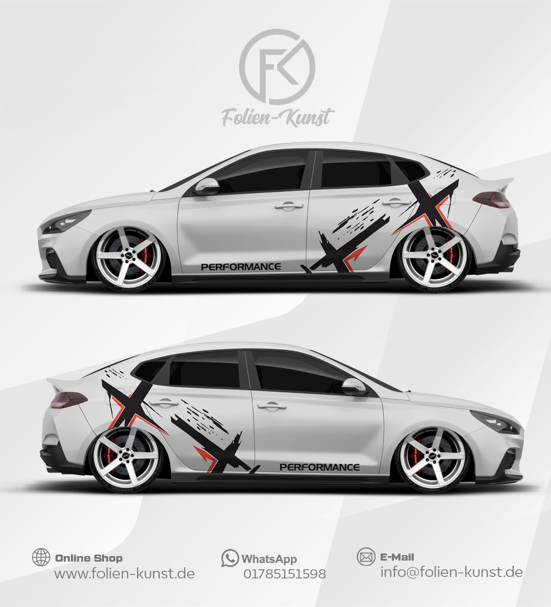X Style Performance Design Universal Folien Dekor Fahrzeug Aufkleber #533