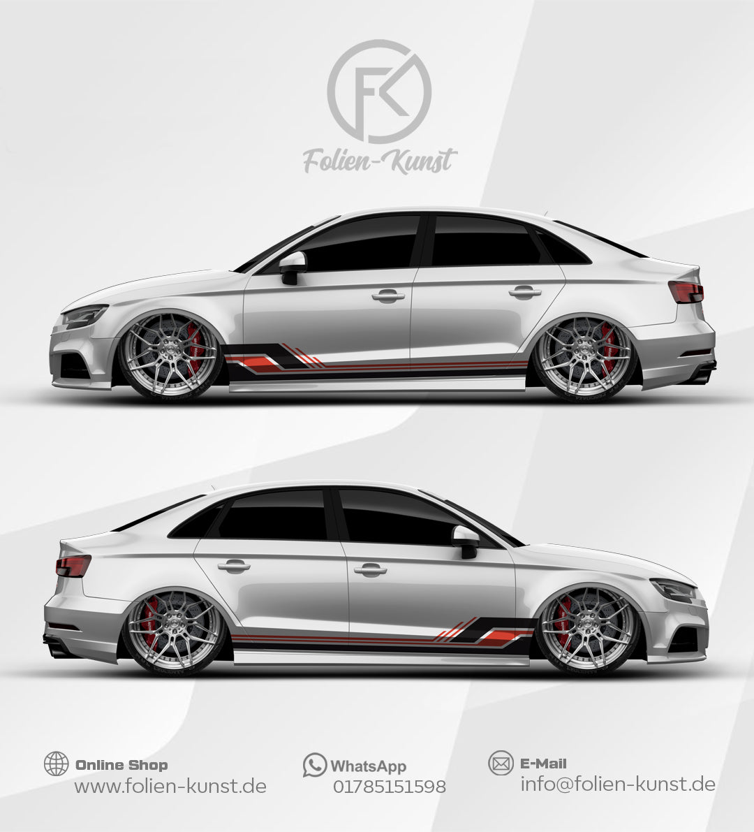 Tuning Seitenstreifen Folien Design Fahrzeug Aufkleber Auto #543