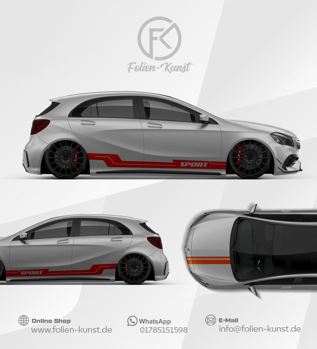 Sport Seitenstreifen/Rennstreifen Set Auto Folien Dekor Wrapping Aufkleber #564