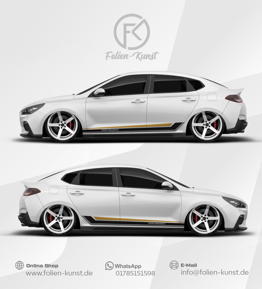 Performance Seitenstreifen Wrap Folien Design Aufkleber #575