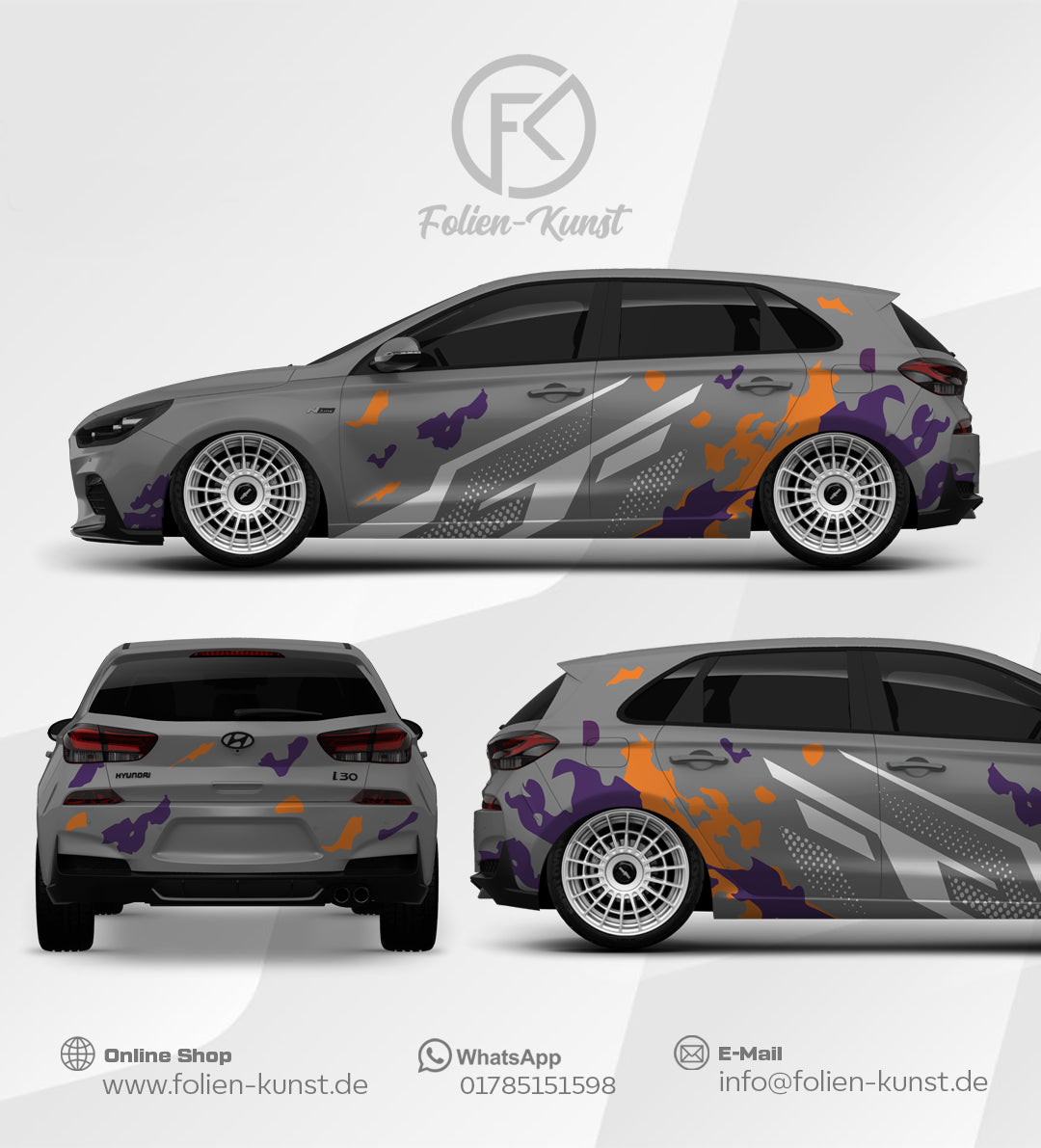 Teilfolierung CarWrap Dekor Fahrzeug Folien Design Aufkleber #595