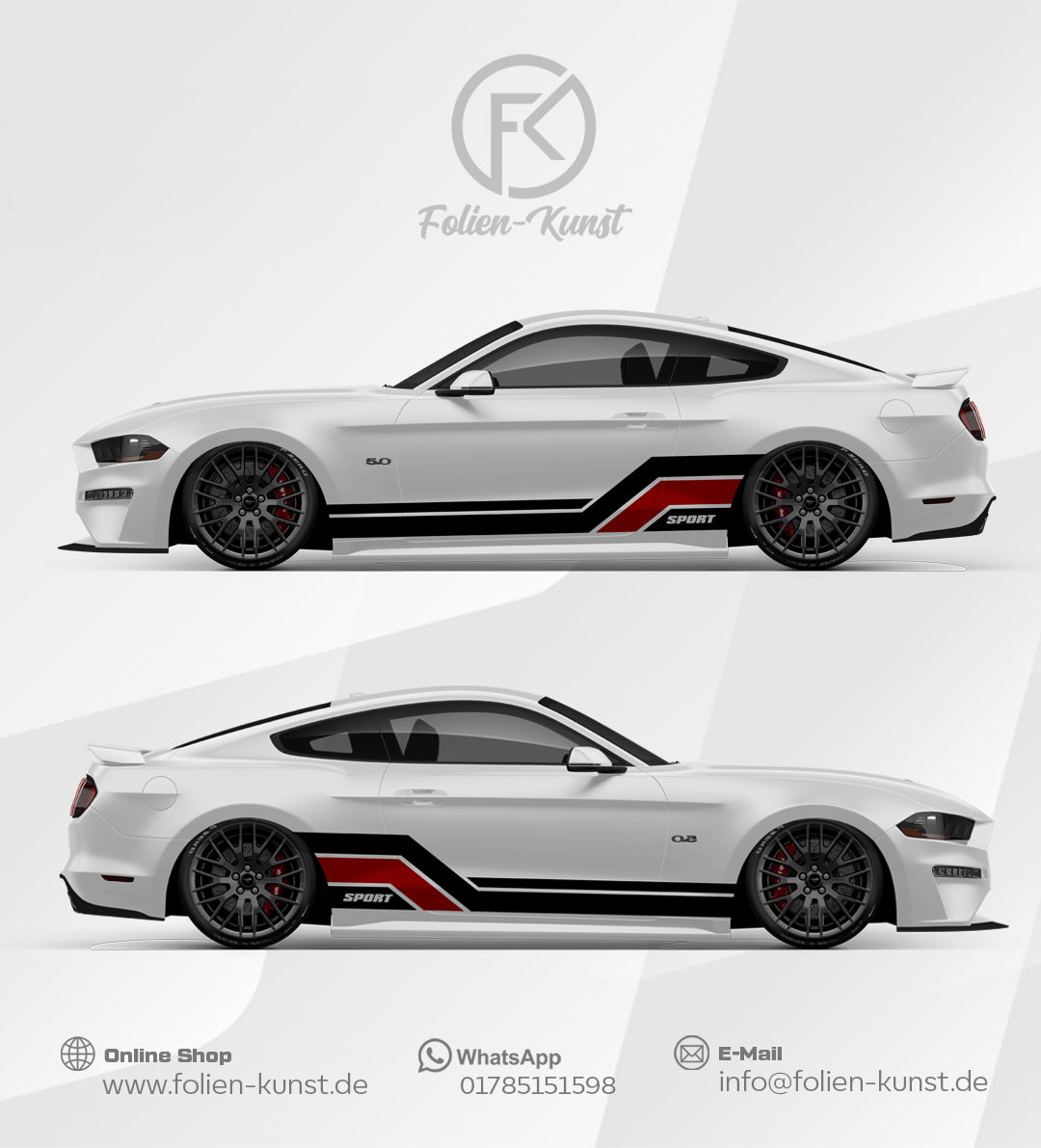 Sport Seitenstreifen Dekor Aufkleber Fahrzeug Folien Design #596