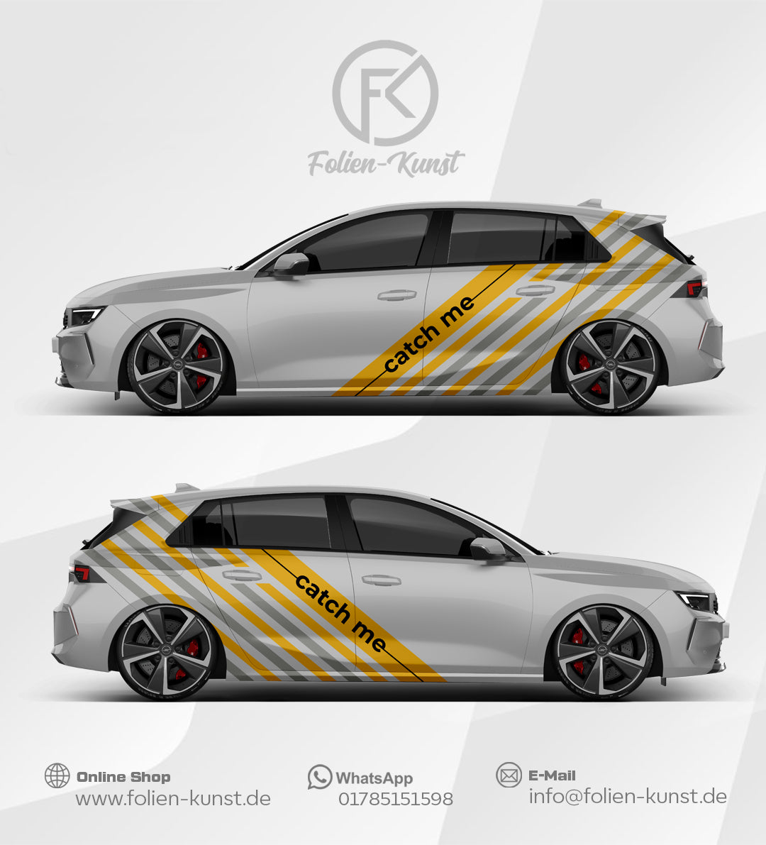 Teilfolierung Design Streifen CatchMe Folien Dekor Fahrzeug Aufkleber #597