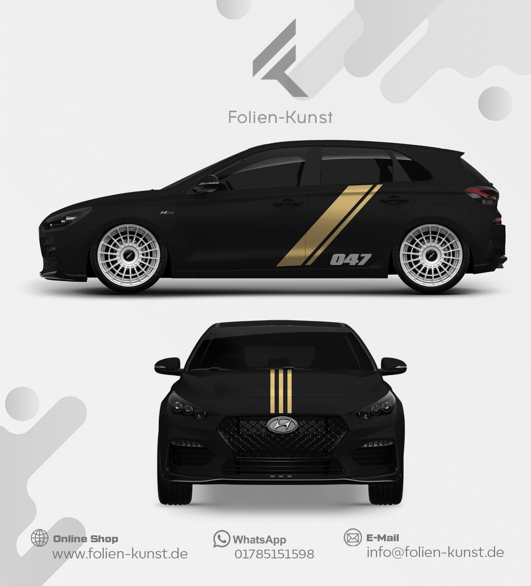 Tuning Style Seiten Folien Design mit Rennstreifen Aufkleber Set #645