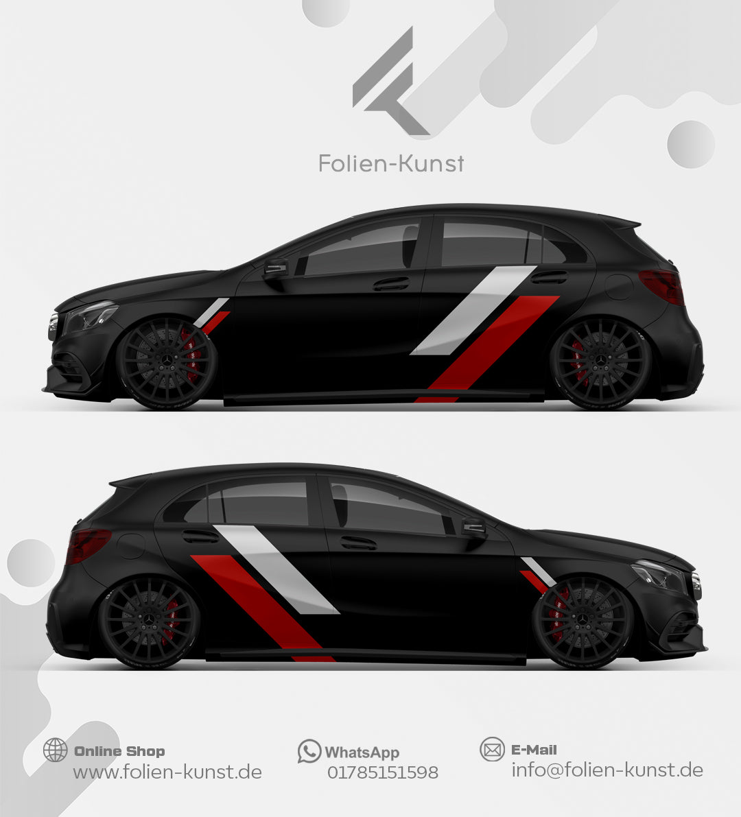 Motorsport Streifen Seiten Folien Design Style Aufkleber Set #648