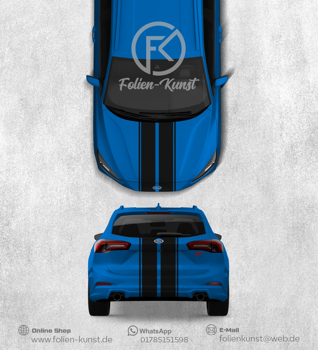 Rennstreifen Set mit Logo Ausschnitt für Focus MK3/MK4 Racestripe #314