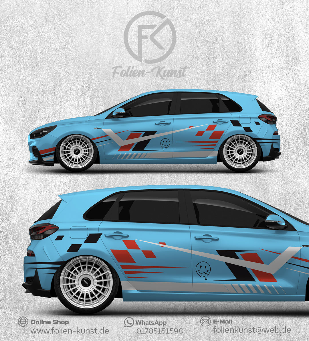 Crooked Face Folien Dekor Tuning Fahrzeug Aufkleber Set #340