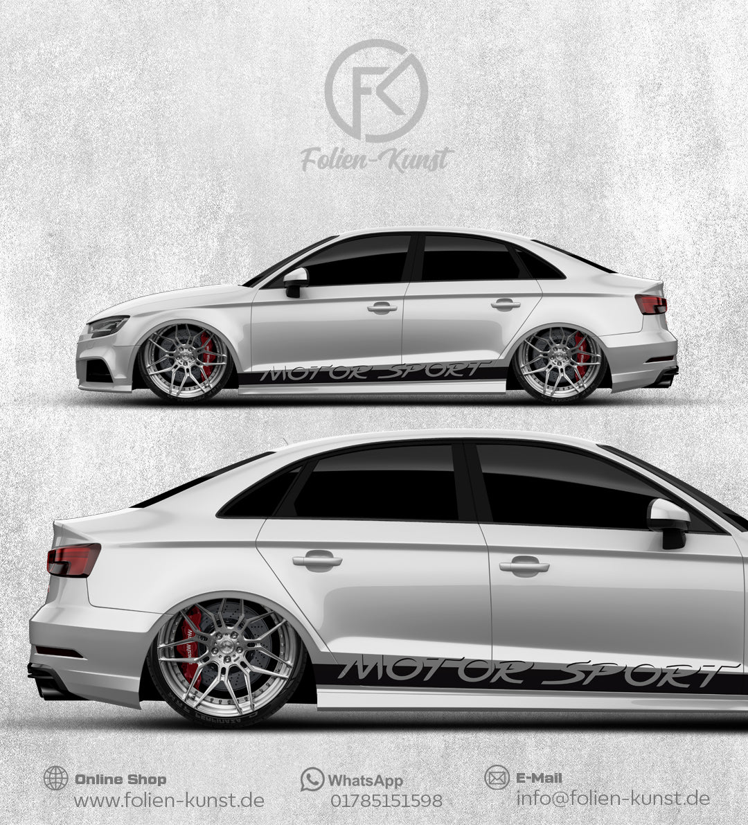 Motor Sport Seitenstreifein Aufkleber Folien Design Streifen #438