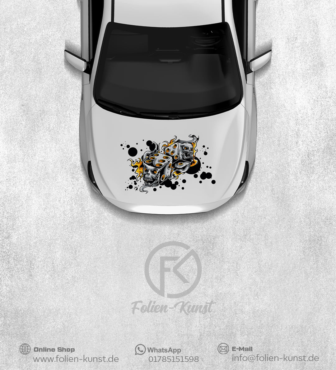 Motorhaube Würfel Design Foliendekor Fahrzeug Styling Digitaldruck #396