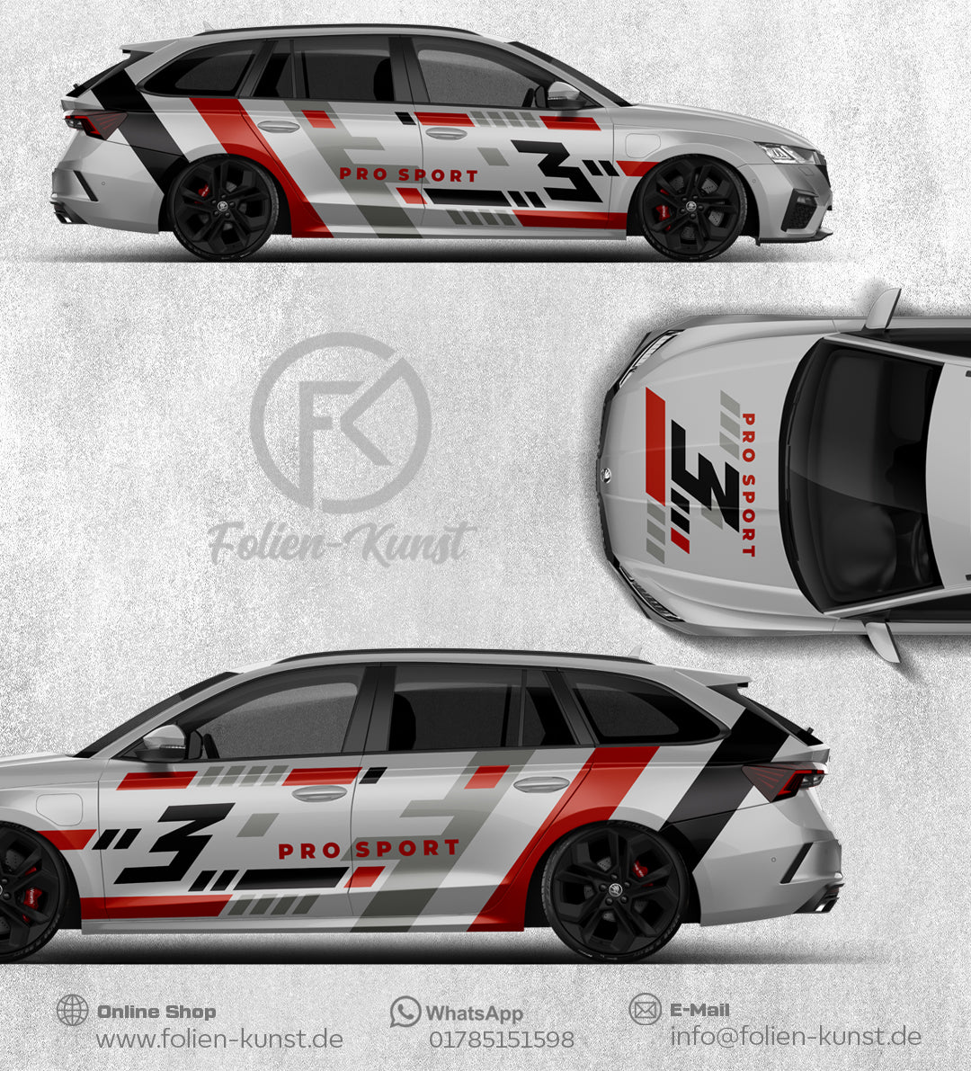 Motorsport Foliendekor V2 Auto Aufkleber Tuning Styling Racing #454
