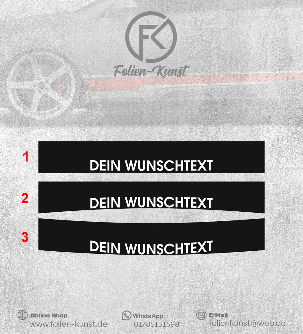 Scheibenkeil mit Wunschtext durchsichtig Universal Styling Tuning