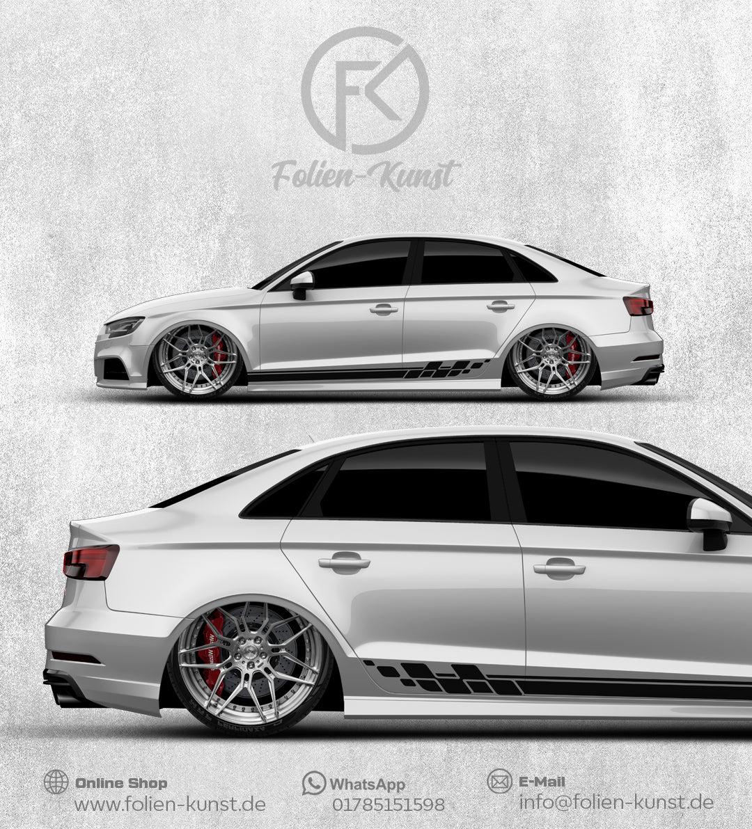 Rennsport Seitenstreifen Design Aufkleber Foliendekor #391