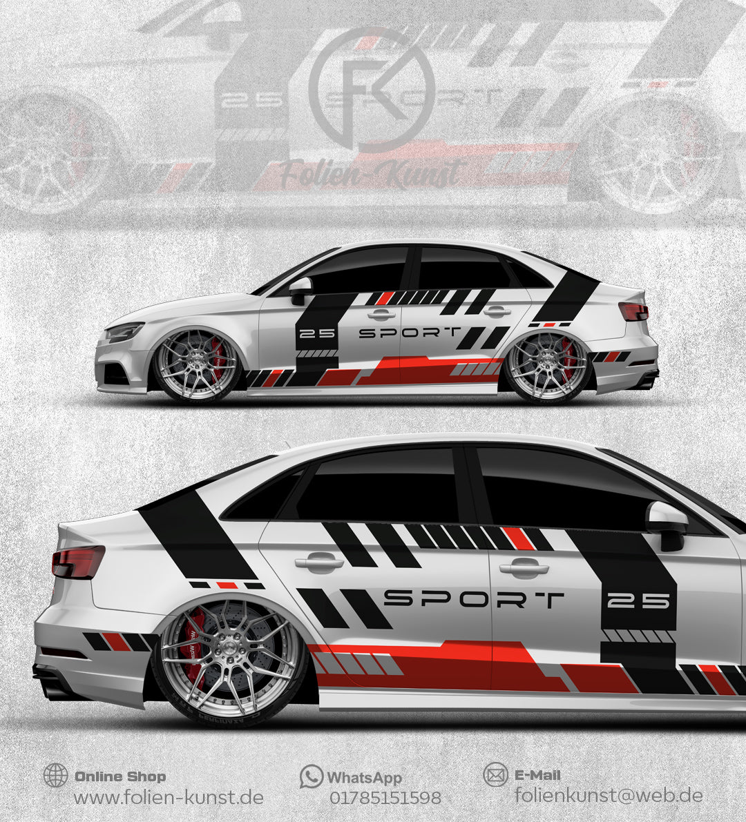 Motorsport Auto Design Folierung Set Design Aufkleber #304