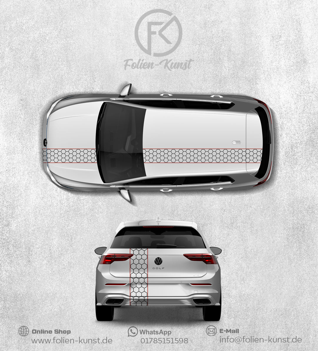 Waben Rennstreifen Aufkleber Design Tuning Streifen #424