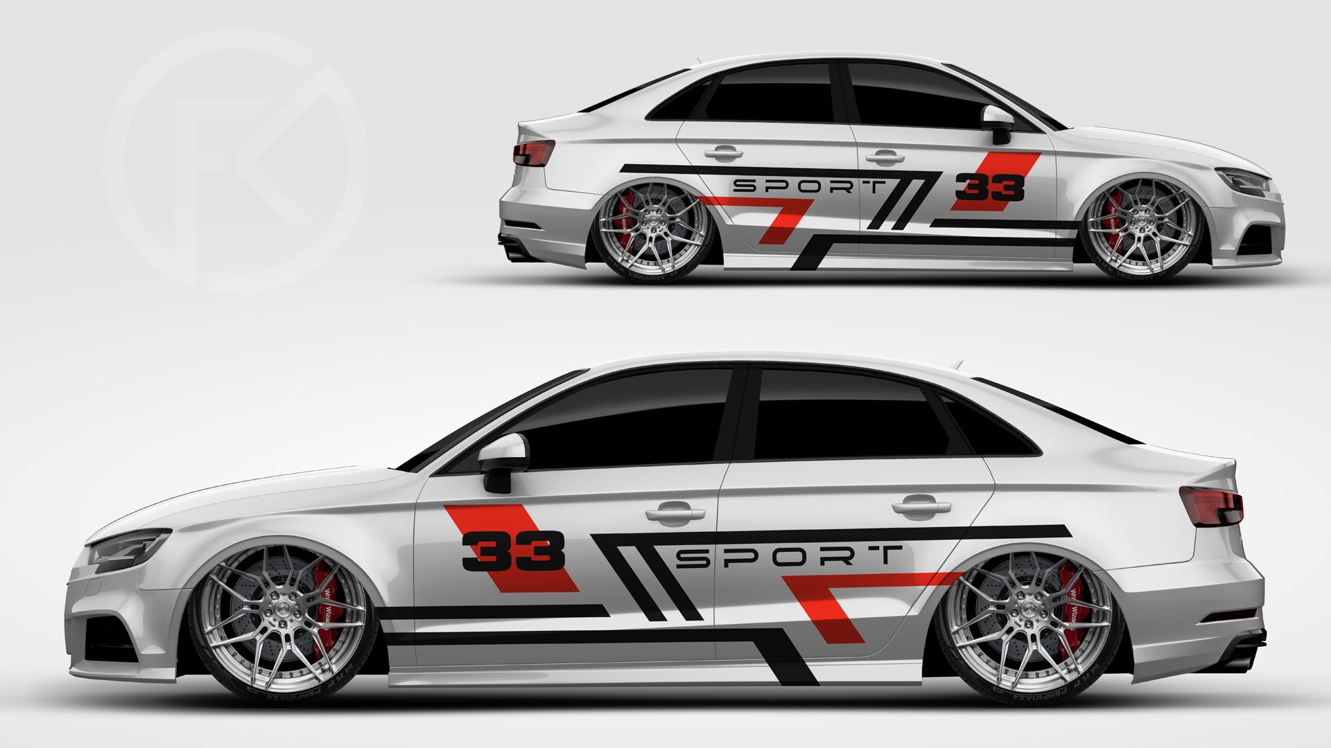 Sport Folien Dekor Fahrzeug Seitedekor Design Aufkleber Auto CarWrapping #082