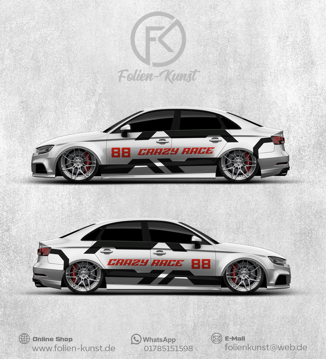 Crazy Race Folien tuning Dekor Fahrzeug Aufkleber Dekor #225
