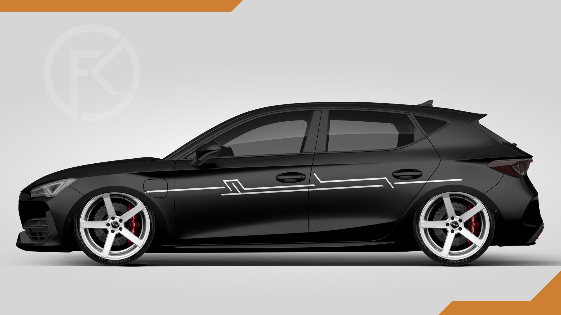 Linien Dekor Seitenstreifen Styling Aufkleber Side Stripe Set Car Wrap #026