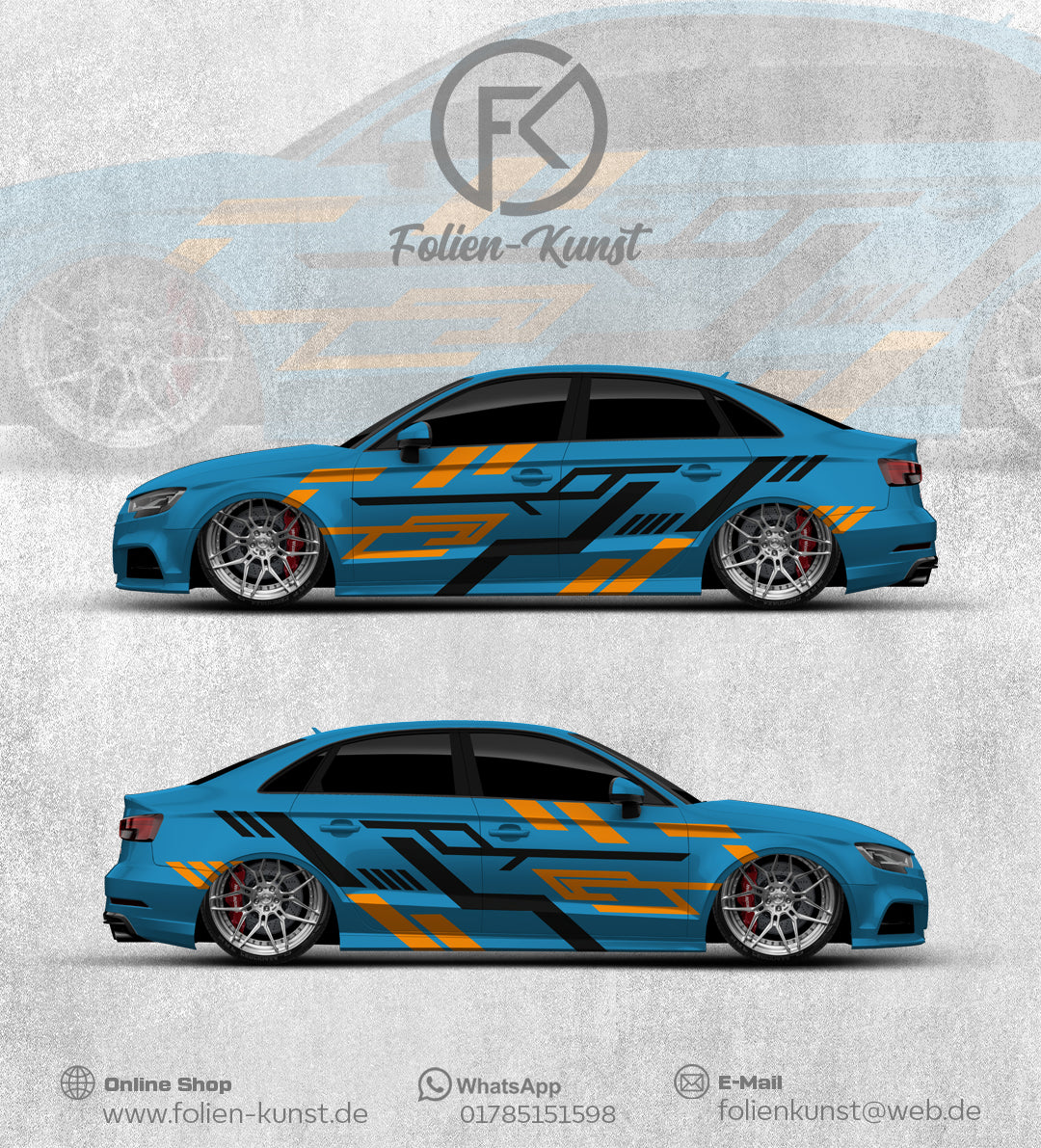 Folien Tuning Fahrzeug Race Car Aufkleber Style Set #242