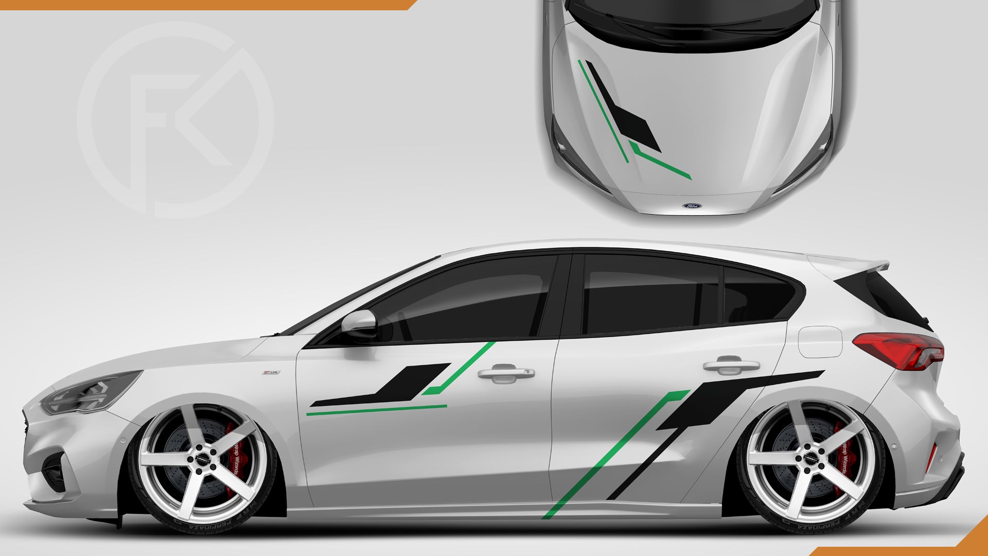 Abstrakt Folien Dekor Set Car Wrapping Rennstreifen Universal Auto styling #066