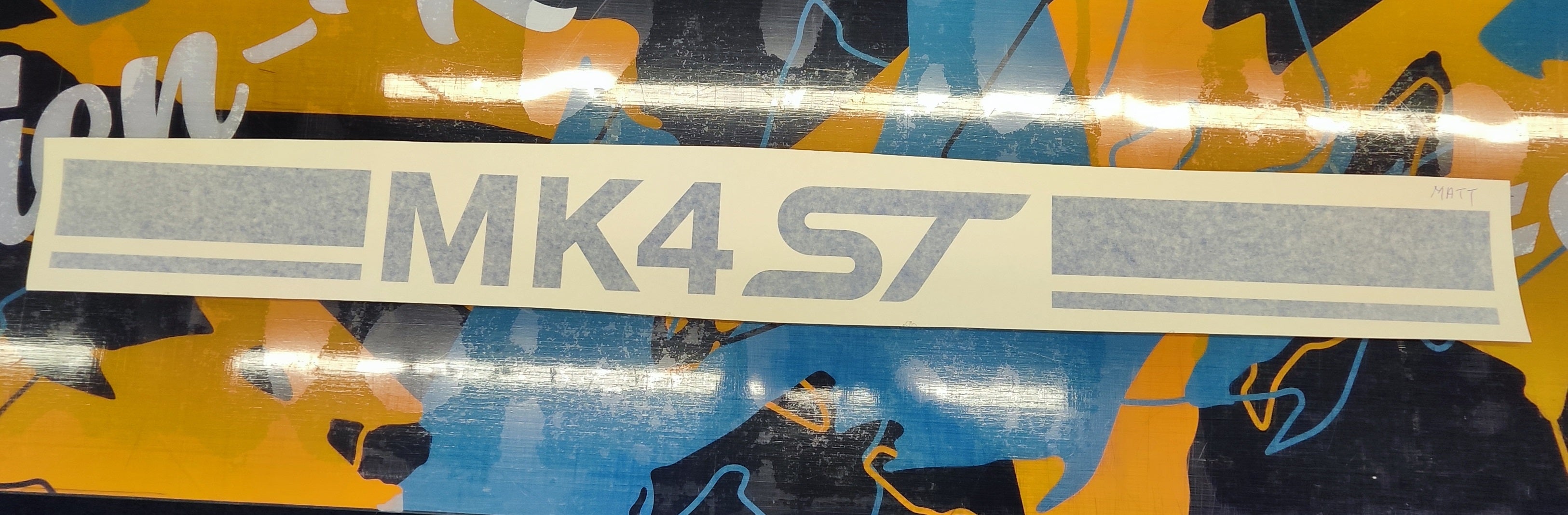 MK4 ST Rennstreifen Motorhaube blau matt