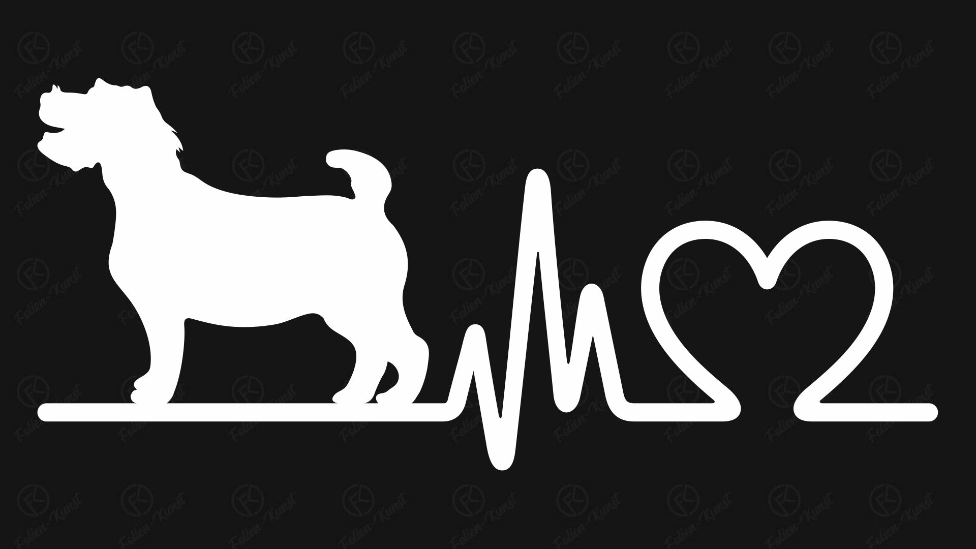 Jack Russell Terrier Hund Auto Aufkleber Hundeliebe Love Silhouette Herzschlag Tiere