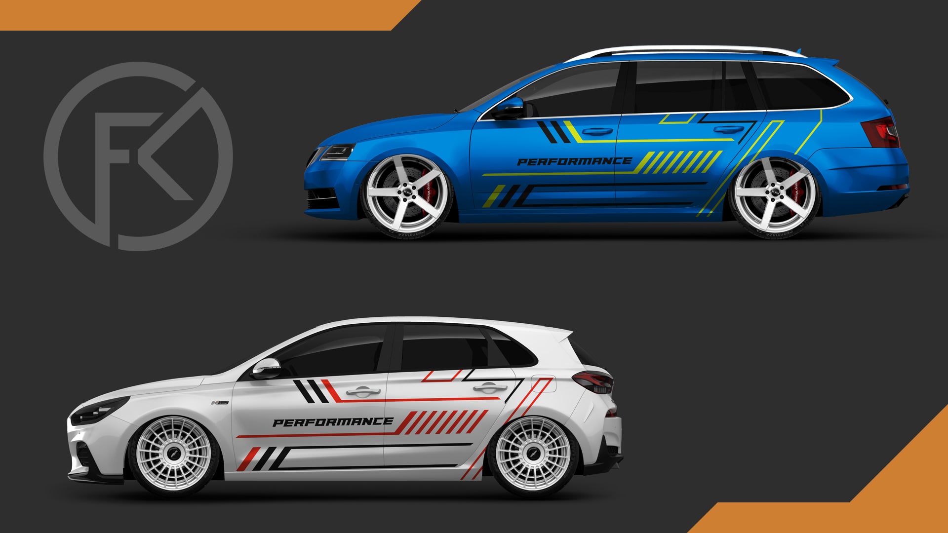 Performance Design Aufkleber Set Seitenstreifen Dekor