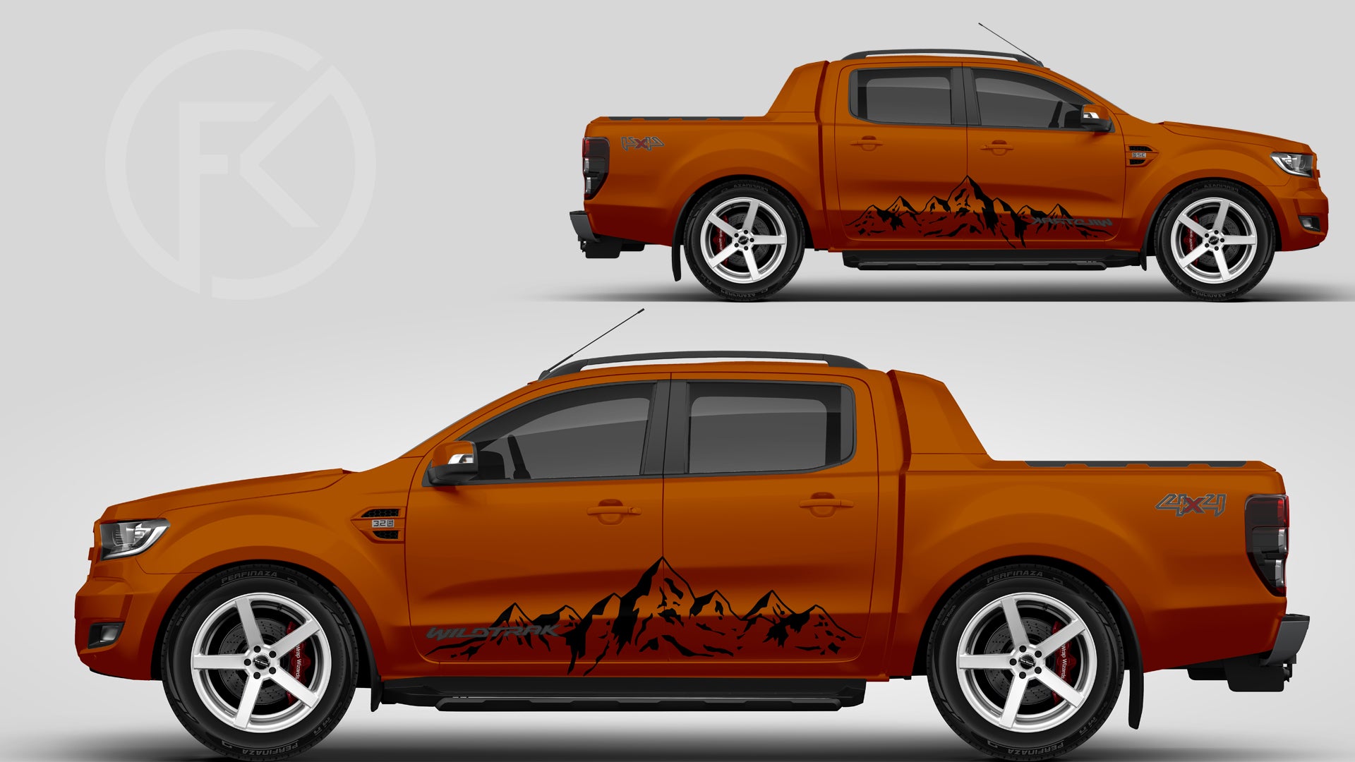 Berge Folien Dekor Offroad Truck Landschaft Wildnis Aufkleber #097