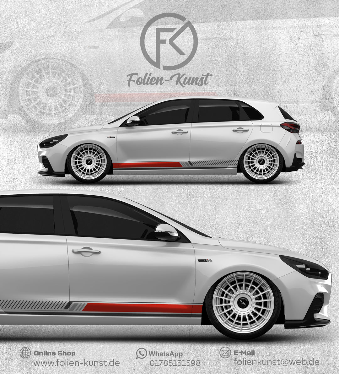 Light Seitenstreifen Auto Folien Sidestripe Aufkleber Tuning #251