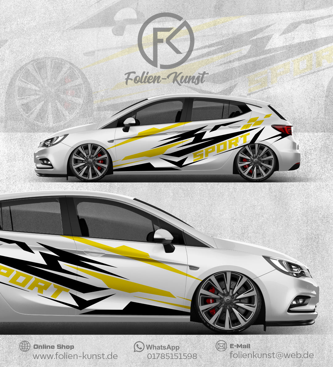 Sport Folien Dekor Auto Design Aufkleber Set Motorsport #250