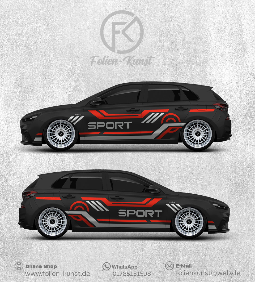 Sport Folien Dekor Style Aufkleber Auto Tuning Universal #222