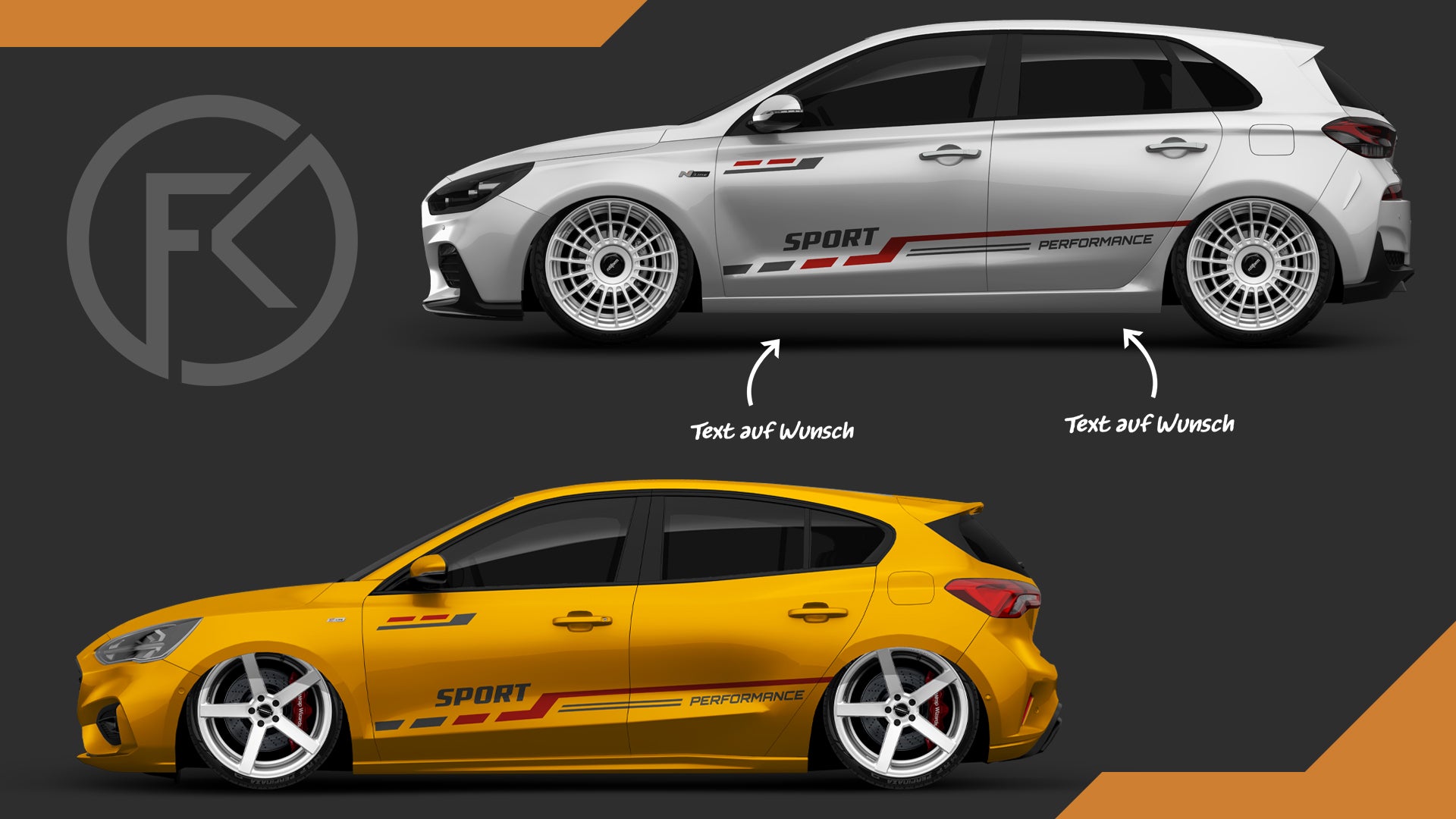 Seitenstreifen Aufkleber Sport Performance Dekor Set Styling Tuning Car Style