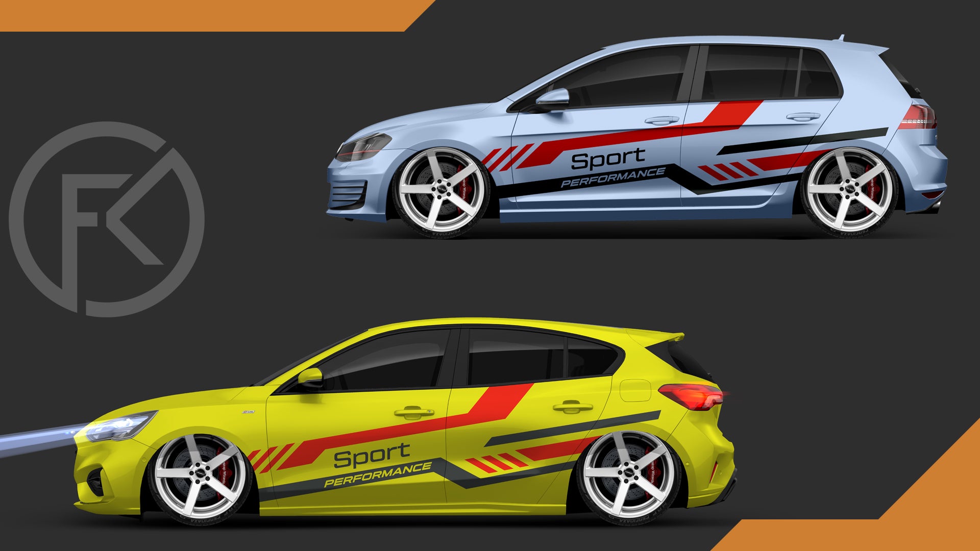 Sport Performance Aufkleber Design Set Seitenstreifen Dekor FolienSticker Tuning