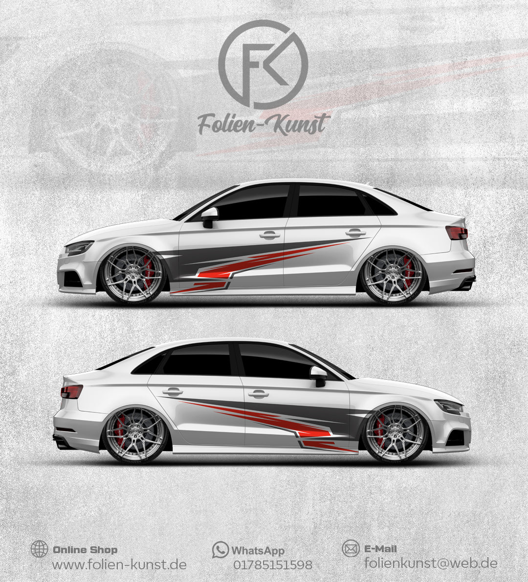 Abstrakt Streifen Dekor Auto Design Aufkleber Set Tuning #235