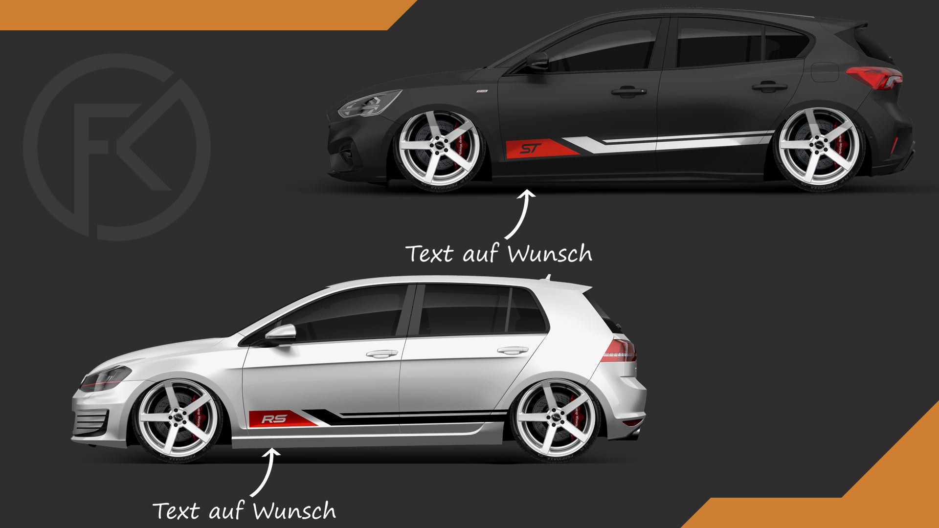 Seitenstreifen Dekor Aufkleber Set Performance Style Race Stripe