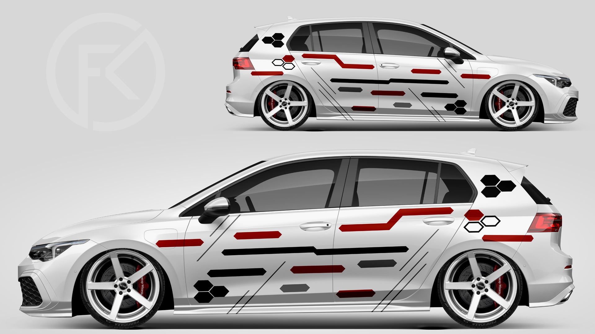 Waben Streifen Dekor Styling Aufkleber CarWrapp Design #139