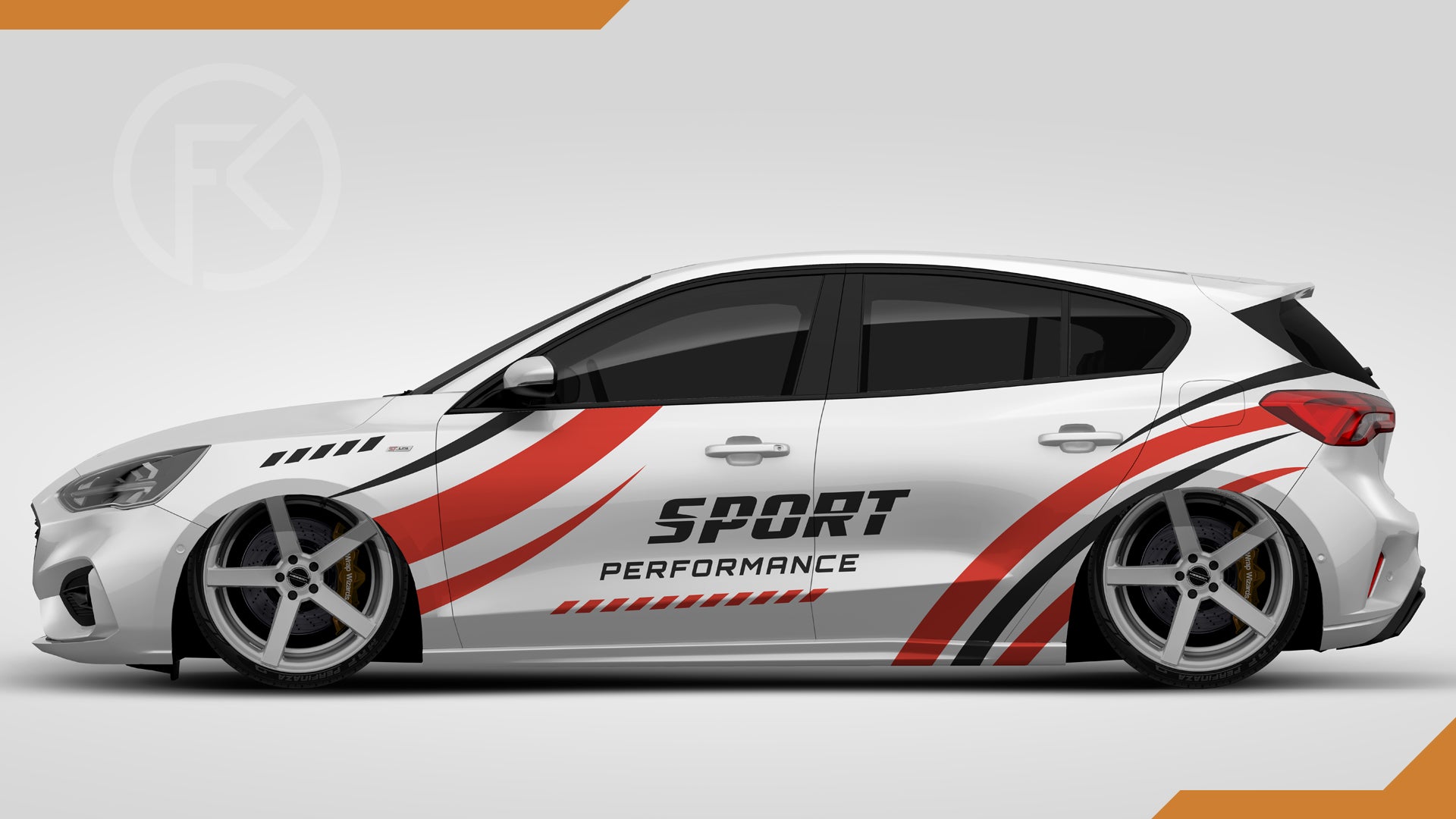 Sport Performance Wellen Seiten Folien Car Wrapping Dekor Aufkleber Set #032