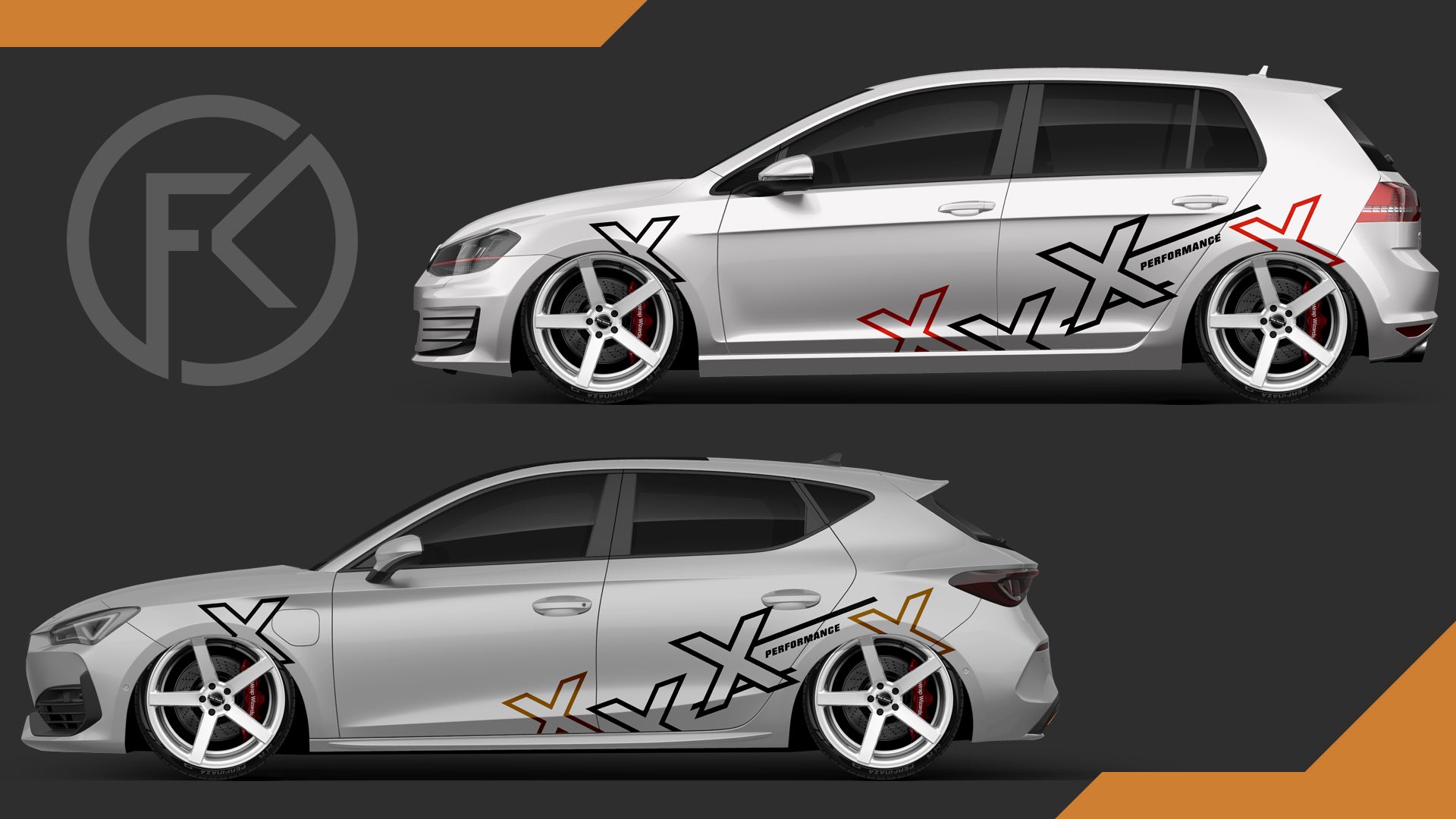 X Performance Auto Aufkleber Dekor Set Styling Tuning Seitenstreifen