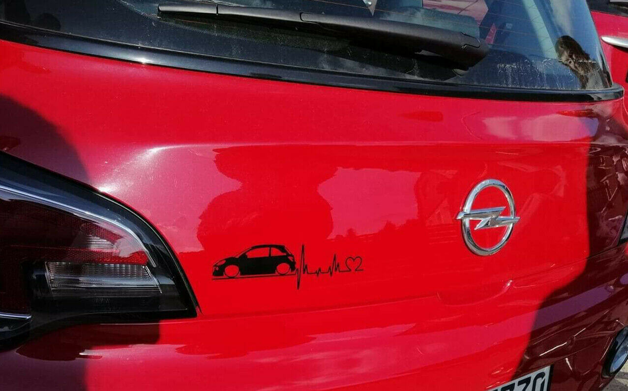 Autoaufkleber mit Opel Adam Impuls Silhouette Herzschlag Sticker Styli