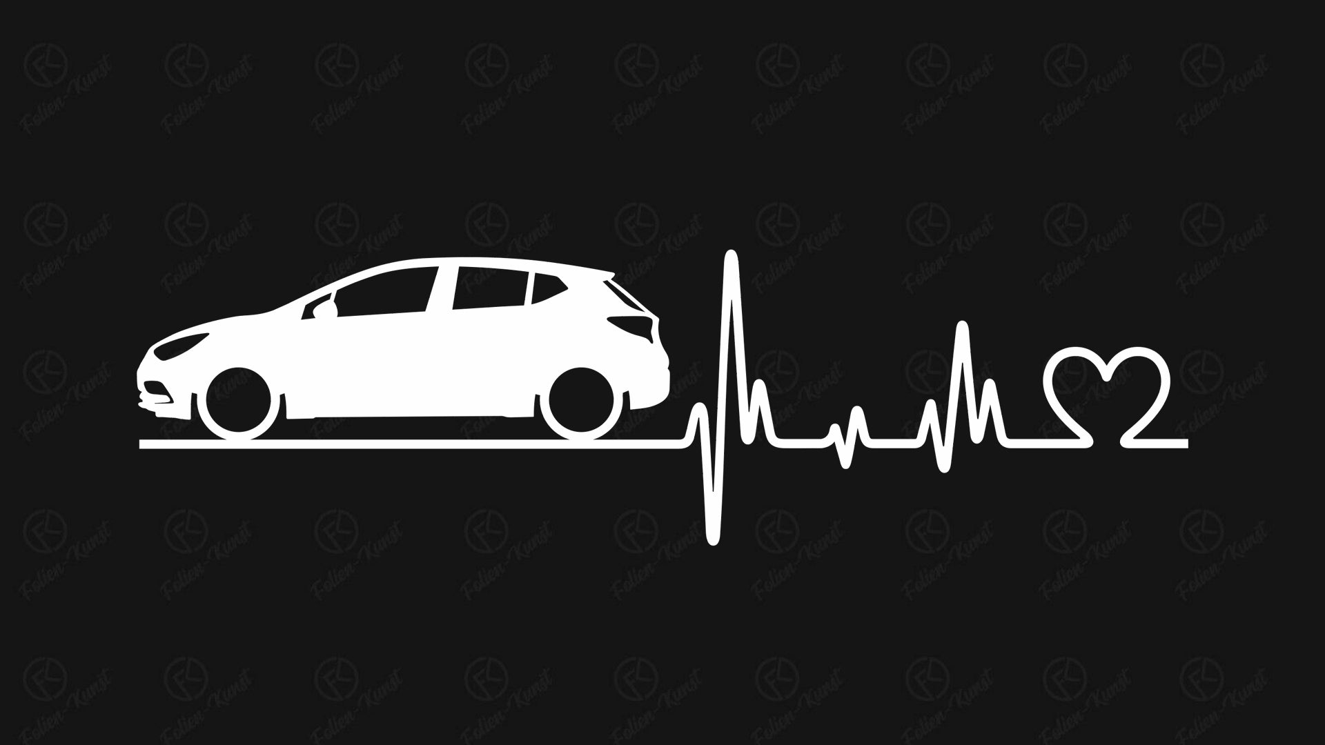 Autoaufkleber Opel Astra K Love Impuls Silhouette Herzschlag Sticker l