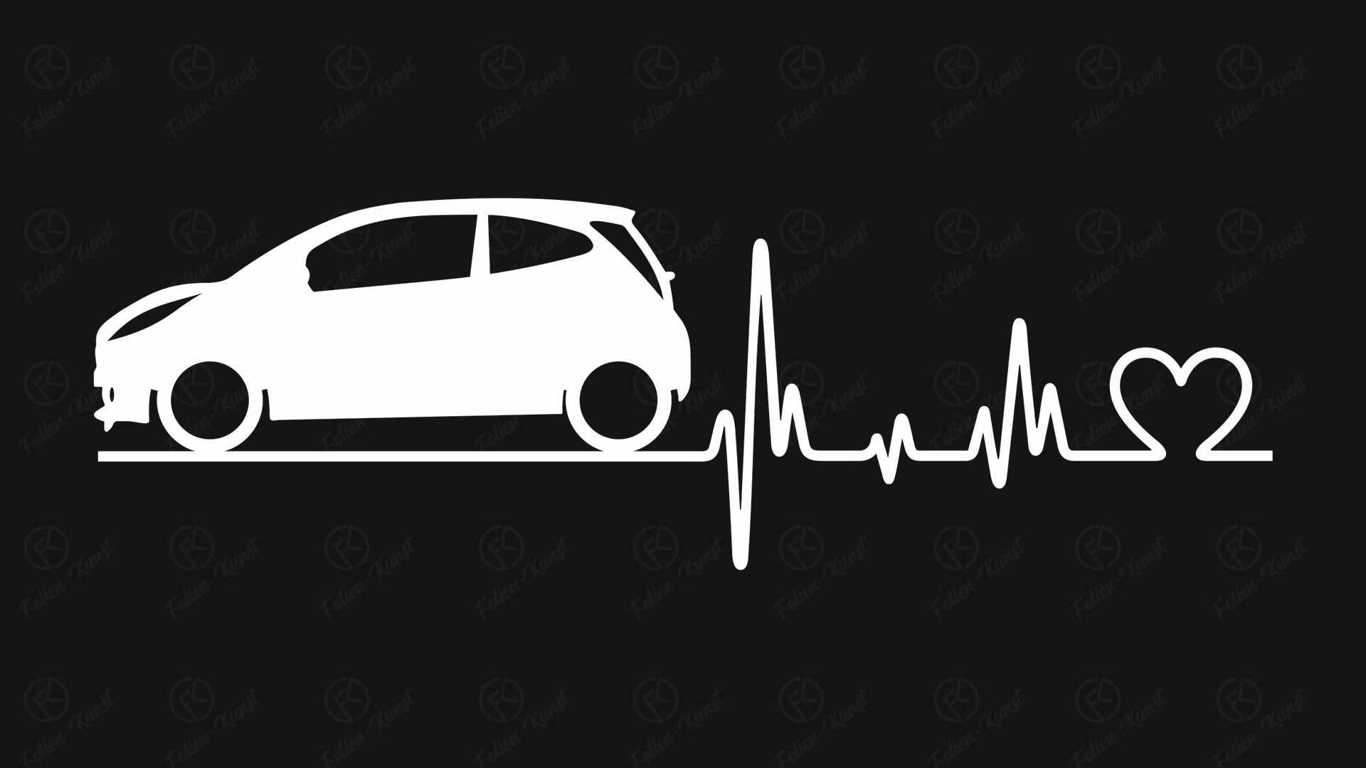 Autoaufkleber Toyota Aygo Bj15 3-Tür Love Impuls Silhouette Herzschlag Sticker