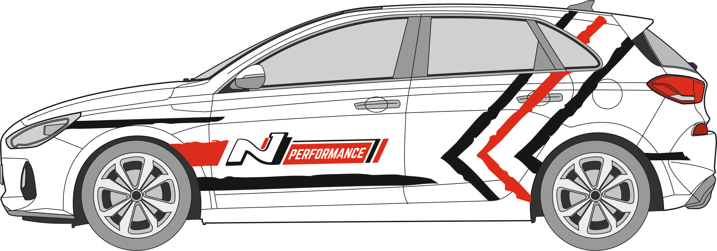 N Performance Design Art Aufkleber Streifen passend für i30N tuning power